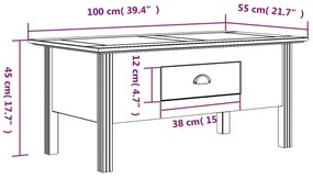 Τραπέζι Σαλονιού BODO Λευκό 100x55x45 εκ. Μασίφ Ξύλο Πεύκου - Λευκό