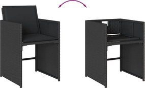 vidaXL Σετ Τραπεζαρίας Κήπου 11 τεμ Μαύρο από Συνθ. Ρατάν με Μαξιλάρια