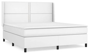 Κρεβάτι Boxspring με Στρώμα Λευκό 180x200 εκ. Συνθετικό Δέρμα - Λευκό