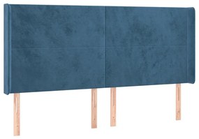Κεφαλάρι με Πτερύγια Σκούρο Μπλε163x16x118/128 εκ. Βελούδινο - Μπλε