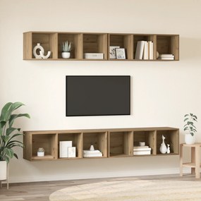 vidaXL Τηλεοπτική Κάβα Τοίχου 4 pcs artisan δρυς Μη κατεργασμένο ξύλο
