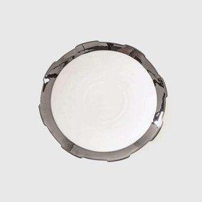 Πιάτο Γλυκού Machine 10987SIL 20x3cm White-Silver Seletti Porcelain