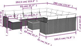 vidaXL Σετ Καναπέ Κήπου 13τεμ Μπεζ Συνθ. Ρατάν με Μαξιλάρια