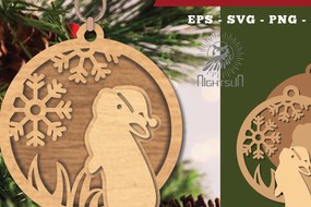 Σετ των 3 Intra απο ξύλο plywood 3mm-4mm πάχος Χριστουγεννιάτικο στολίδι με κομμένο λέιζερ με κουνέλι Δίασταση 8x8 cm INTRAFABR-112767698