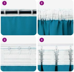 vidaXL Κουρτίνες Μαύρης Ύφανσης με Δαχτυλίδια 2 pcs Τιρκουάζ