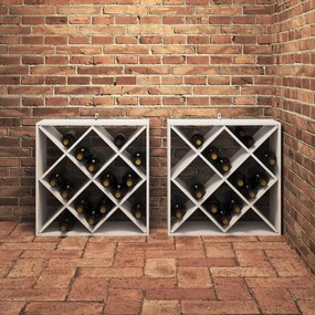 vidaXL Ράφι Κρασιού 2 pcs Λευκό 62 x 25 x 62 cm Στερεά ξυλεία πεύκου