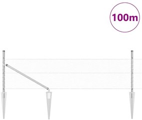 vidaXL Φράχτης με Στήλες. Ασημί 0.5 x 100 μ Ατσάλι με επικάλυψη PVC