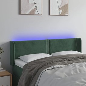 Κεφαλάρι Κρεβατιού LED Σκούρο Πράσινο 147x16x78/88εκ. Βελούδινο 3123147