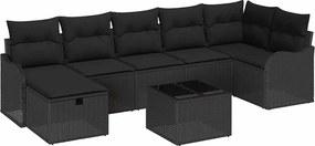 vidaXL Σετ Καναπέ Κήπου με μαξιλάρι 8 pcs Μαύρο Πολυ ράταν