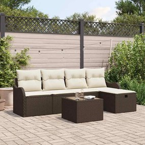 vidaXL Σετ Καναπέ Κήπου 6 pcs Καφέ και κρεμ 231 x 117 x 85 εκ