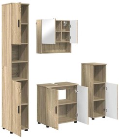 vidaXL Σετ Επίπλων Μπάνιου με πόρτα 4 pcs Sonoma Δρυς 61 x 35 x 64 εκ.