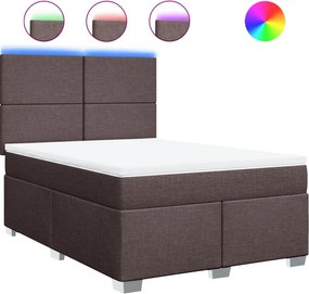 vidaXL Κρεβάτι Boxspring με Στρώμα Σκούρο Καφέ 140x190 εκ. Υφασμάτινο