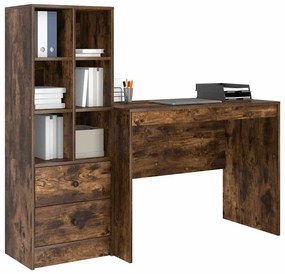 vidaXL Γραφείο με αποθηκευτικό χώρο με συρτάρι 2 pcs Καπνιστό Δρύς