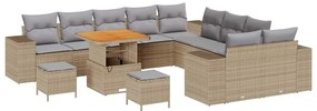 vidaXL Σετ Καναπέ Κήπου Ρυθμιζόμενο ύψος 13 pcs Μπεζ συνθετικό ρατάν