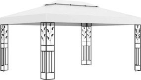vidaXL Κιόσκι με Διπλή Οροφή και Φωτάκια LED Λευκό 3 x 4 μ.