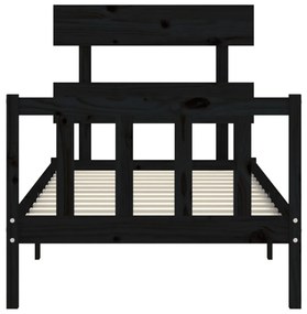 vidaXL Πλαίσιο Κρεβατιού με Κεφαλάρι Μαύρο 100x200 εκ. Μασίφ Ξύλο