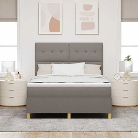 vidaXL LED Κρεβάτι με βάθρο με στρώμα Taupe 140 x 190 cm ύφασμα