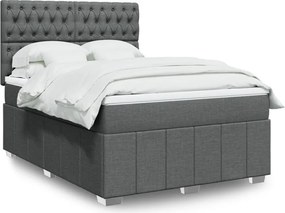 vidaXL Κρεβάτι Boxspring με Στρώμα Σκούρο Γκρι 160x200 εκ Υφασμάτινο