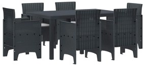 Σέτ φαγητού για κήπο 7 pcs Ανθρακί Rattan Polt
