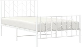 vidaXL Πλαίσιο Κρεβατιού με Κεφαλάρι/Ποδαρικό Λευκό 100x200εκ. Μέταλλο