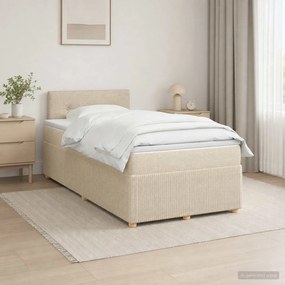 vidaXL Κρεβάτι box spring με στρώμα Κρεμ 120 x 190 cm Ύφασμα