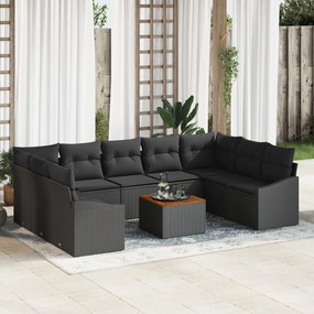 vidaXL Σετ Σαλονιού Κήπου 10 pcs Μαύρο 55 x 55 x 37 εκ