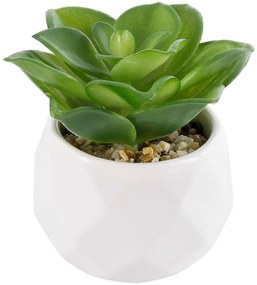 Τεχνητό Φυτό Σε Κασπώ Echeveria 21003 Φ8x8cm Green-White GloboStar Πηλός,Πολυαιθυλένιο