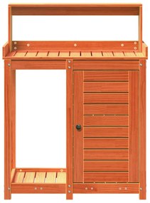 Τραπέζι Κηπουρικής με Ράφια Καφέ 82,5x50x109,5 εκ. Μασίφ Πεύκο - Καφέ