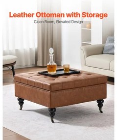 VEVOR 31 in Square Leather Ottoman with Storage Coffee Table for Living Room