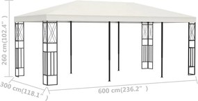 vidaXL Κιόσκι Κρεμ 3 x 6 μ. Υφασμάτινο