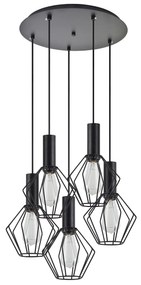 Φωτιστικό Οροφής  SE21-BL-4-5BL-GR1 ADEPT TUBE Black Pendant Black Metal Grid+ - 51W - 100W - 77-8531