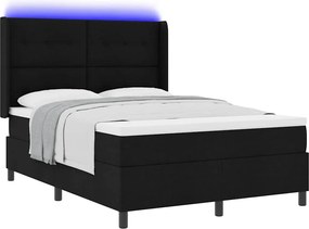 vidaXL LED Κρεβάτι με βάθρο με στρώμα Μαύρο 160 x 200 cm ύφασμα