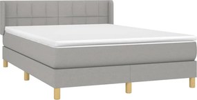vidaXL Κρεβάτι Boxspring με Στρώμα Ανοιχτό Γκρι 140x190 εκ. Υφασμάτινο