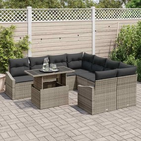 vidaXL Σετ Καναπέ Κήπου με μαξιλάρι 9 pcs Γκρι 100 x 55 x 73 εκ