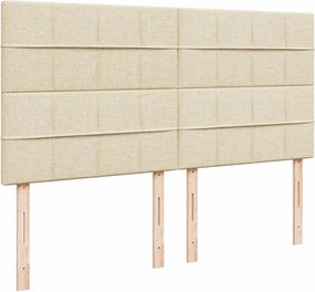 vidaXL Κρεβάτι Boxspring με Στρώμα Κρεμ 200x200 εκ. Υφασμάτινο