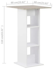 Τραπέζι Μπαρ Λευκό / Χρώμα Σκυροδέματος 60 x 60 x 110 εκ. - Λευκό