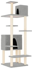 Γατόδεντρο Aνοιχτό Γκρι 154 εκ. με Στύλους Ξυσίματος από Σιζάλ - Γκρι