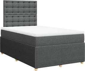 vidaXL Κρεβάτι Boxspring με Στρώμα Σκούρο Γκρι 120x190 εκ Υφασμάτινο