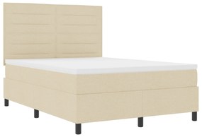 vidaXL Κρεβάτι με Βάση και Στρώμα & LED Μπεζ 140x190 εκ. Ύφασμα