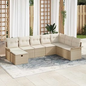vidaXL Σετ Καναπέ Κήπου 8 pcs μπεζ και κρεμ 297.5 x 187.5 x 85 εκ