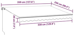 Τέντα Πτυσσόμενη Χειροκίνητη Καφέ 350x250 εκ. - Καφέ