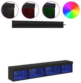 Σετ τοίχου για τηλεόραση 5 pcs Μαύρη Οξυά Επεξεργασμένο ξύλο