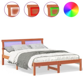vidaXL Σκελετός Κρεβατιού Καφέ κεριού 140 x 190 cm Ξύλο πεύκου
