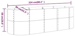 vidaXL Ζαρντινιέρα Ασημί 224x80x68 εκ. Ατσάλι με Ηλεκτρ. Βαφή Πούδρας