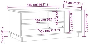 vidaXL Τραπεζάκι Σαλονιού Γκρι Sonoma 102 x 55 x 43 εκ από Μοριοσανίδα