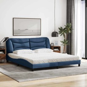 vidaXL Κρεβάτι με Στρώμα Hvar Μπλε 180x200 εκ. Υφασμάτινο