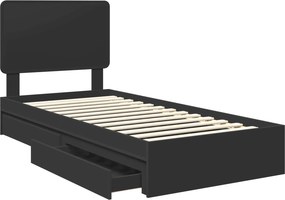 vidaXL Κρεβάτι Αποθήκης Μαύρο 100 x 200 cm Επεξεργασμένο Ξύλο