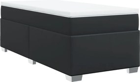 vidaXL Κρεβάτι Boxspring με Στρώμα Μαύρο 90x190εκ. από Συνθετικό Δέρμα