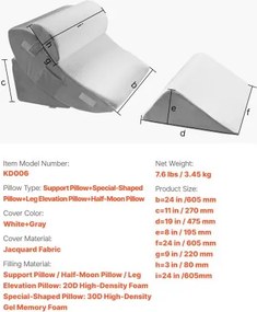 VEVOR Orthopedic Bed Wedge Pillow 4 Pcs Adjustable for Back Leg Neck GERD Sleep