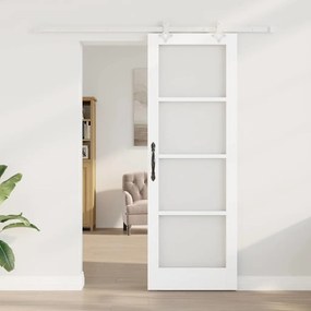 vidaXL Συρόμενη Πόρτα Λευκό 73.5 x 211 εκ Ξύλο και μέταλλο